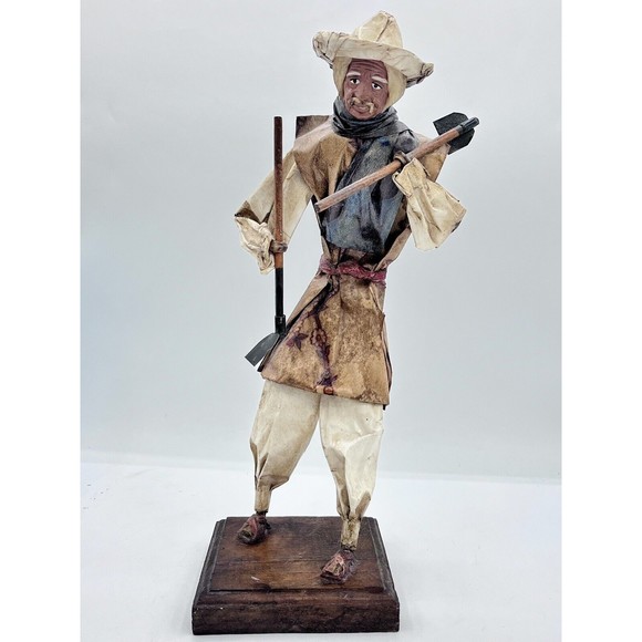 Vintage Set Of 2 Papier-Mâché Paper Mexican Men Dolls 12" ea. Handmade In Mexico - Picture 2 of 13